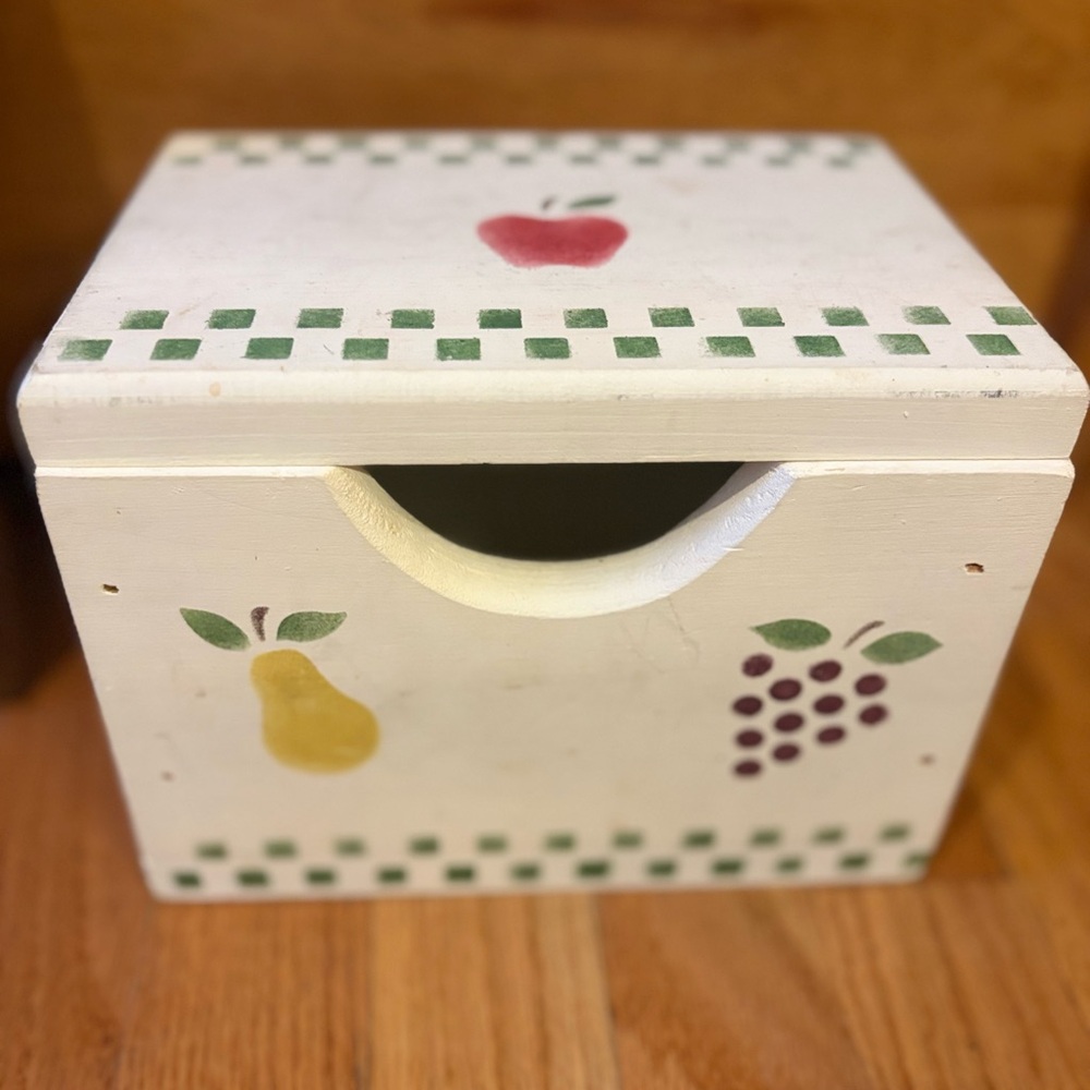 Vintage Wooden Hand-painted Recipe Box